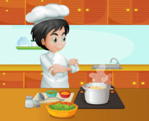 un cuisinier entrain de cuisiner 